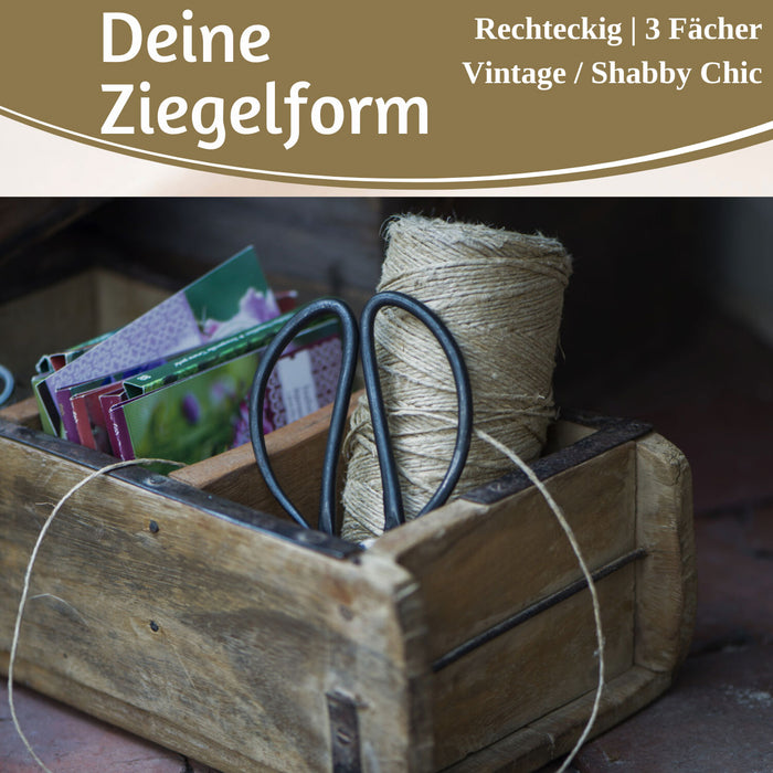 KI-generiertes Bild,IB Laursen Holz Ziegelform Unika 31x9cm Braun 3-fach alte Backsteinform Cutlery Deko