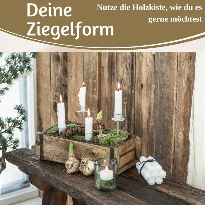 KI-generiertes Bild,IB Laursen Holz Ziegelform Unika 31x9cm Braun 3-fach alte Backsteinform Cutlery Deko