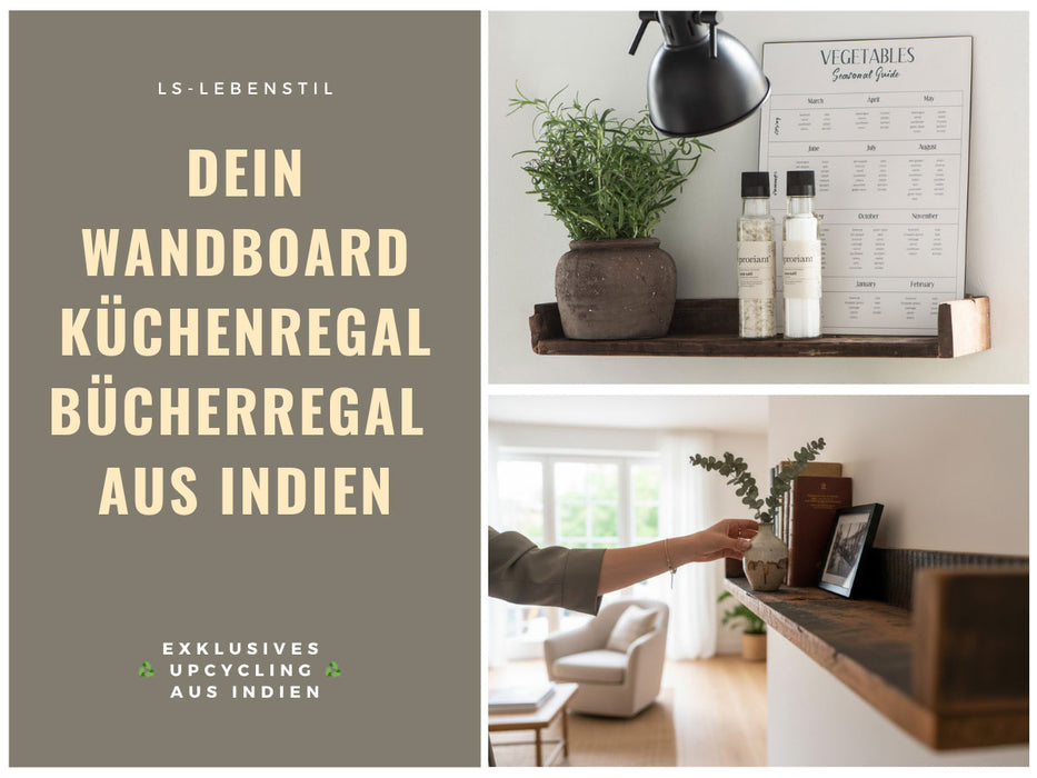 KI-generiertes Bild,IB Laursen Holz Ziegelform Wandregal 60cm Braun Küchenregal Bücherregal Wandboard