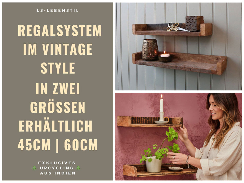 KI-generiertes Bild,IB Laursen Holz Ziegelform Wandregal 60cm Braun Küchenregal Bücherregal Wandboard