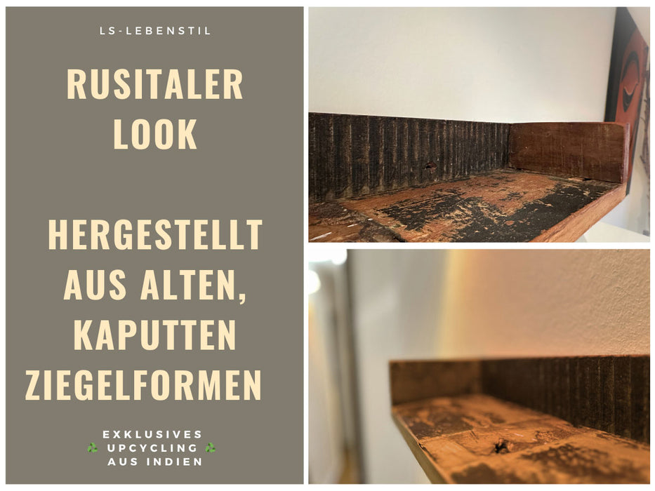 KI-generiertes Bild,IB Laursen Holz Ziegelform Wandregal 45cm Braun Küchenregal Bücherregal Wandboard
