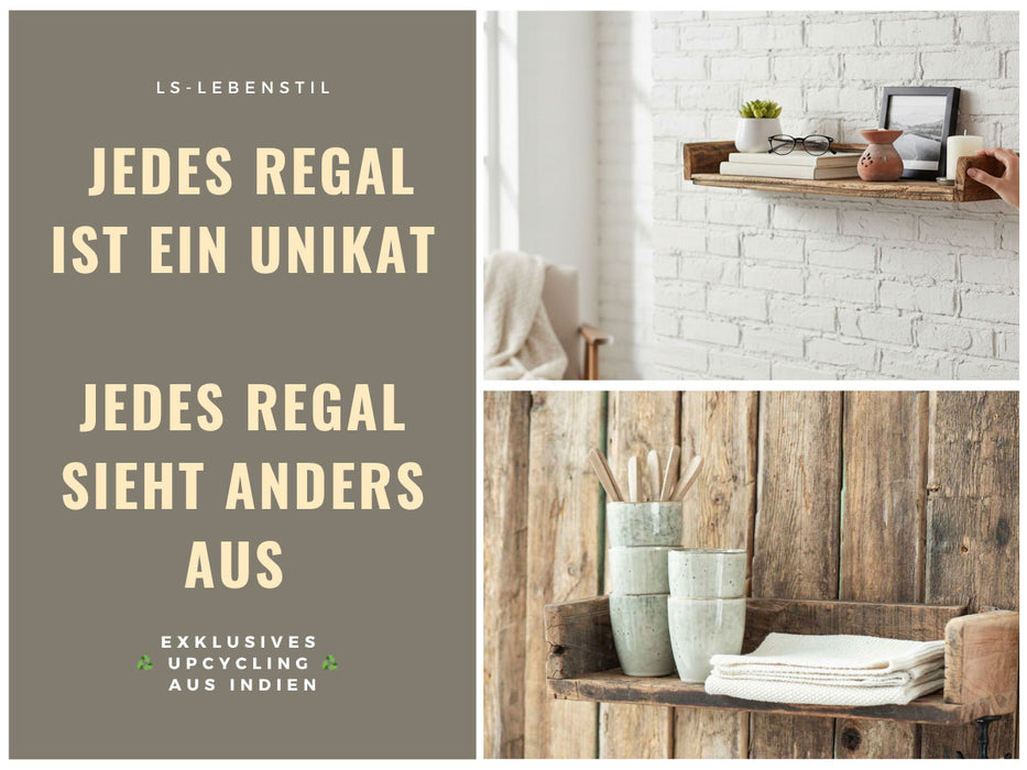 KI-generiertes Bild,IB Laursen Holz Ziegelform Wandregal 60cm Braun Küchenregal Bücherregal Wandboard