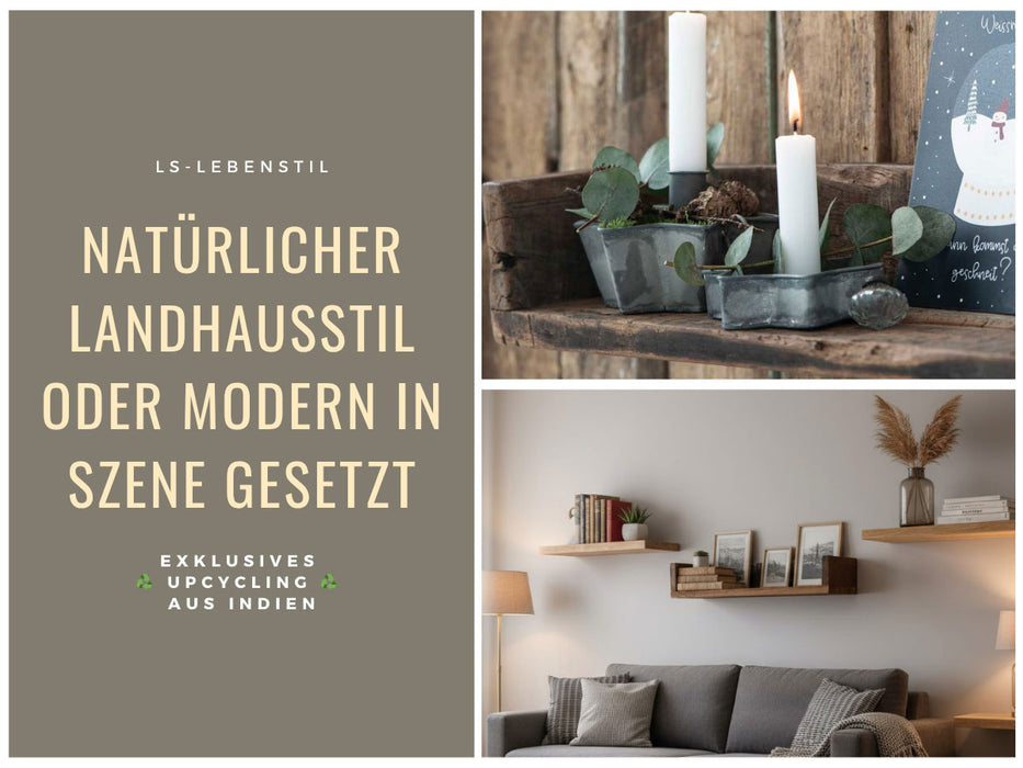 KI-generiertes Bild,IB Laursen Industrial Holz Ziegelform Wandregal 45cm Braun Küchenregal Bücherregal Wandboard