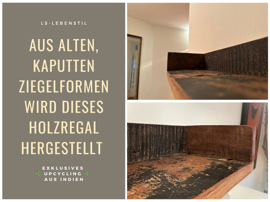 KI-generiertes Bild,IB Laursen Industrial Holz Ziegelform Wandregal 45cm Braun Küchenregal Bücherregal Wandboard