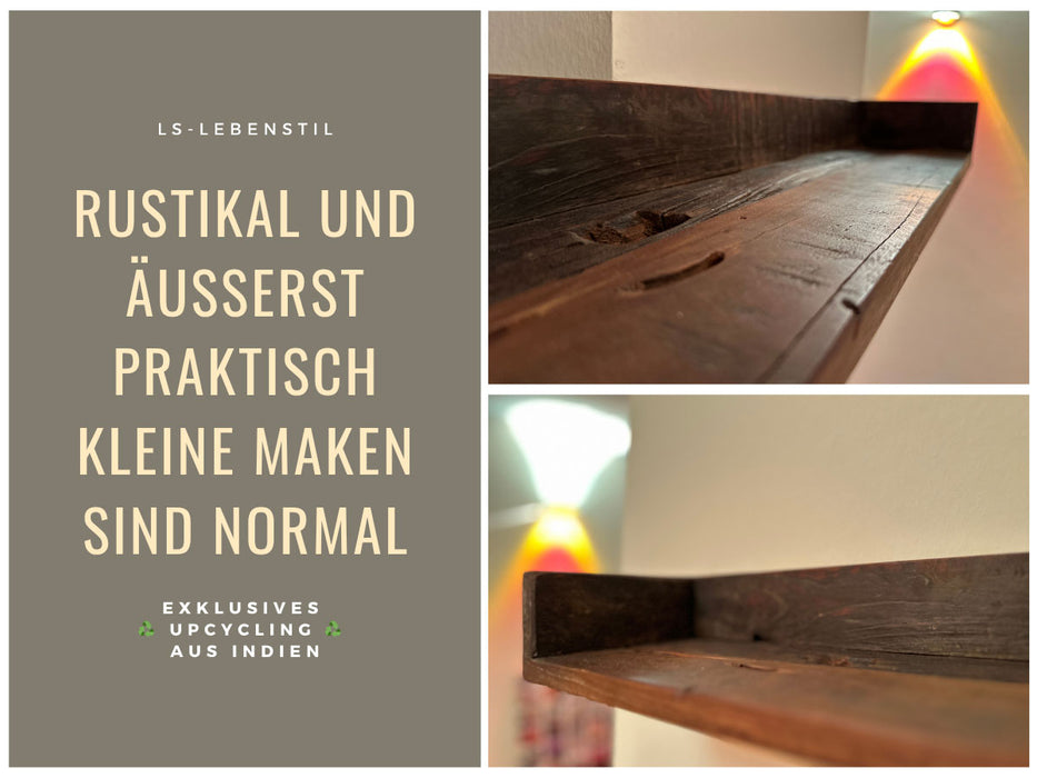 KI-generiertes Bild,IB Laursen Industrial Holz Ziegelform Wandregal 45cm Braun Küchenregal Bücherregal Wandboard
