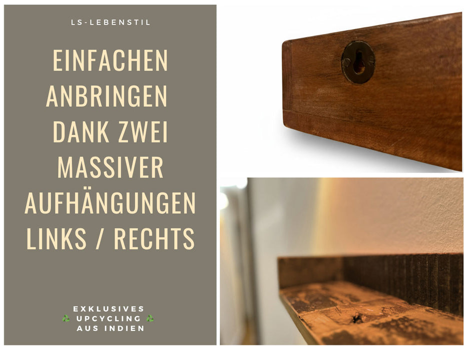 KI-generiertes Bild,IB Laursen Industrial Holz Ziegelform Wandregal 60cm Braun Küchenregal Bücherregal Wandboard