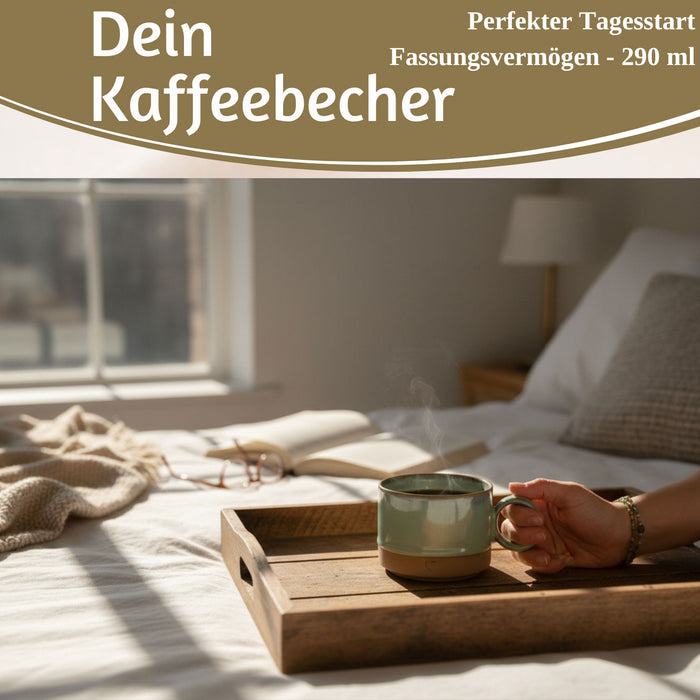 KI-generiertes Bild,Steingut Tontasse Kaffeebecher 290ml Aqua Herz Tonbecher Henkelbecher Kaffeetasse