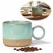 KI-generiertes Bild Steingut Tontasse Kaffeebecher 290ml Aqua Herz Tonbecher Henkelbecher Kaffeetasse