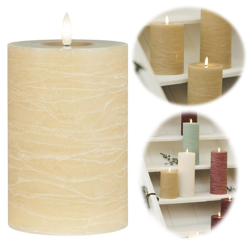 KI-generiertes Bild IB Laursen 3D LED Stumpenkerze 15cm Beige Nyhavn Echtwachs flackernde Blockkerze