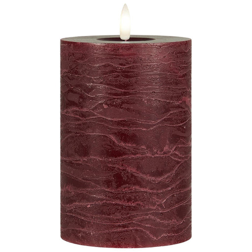 KI-generiertes Bild,IB Laursen 3D LED Stumpenkerze 15cm Rot Nyhavn Echtwachs flackernde Blockkerze