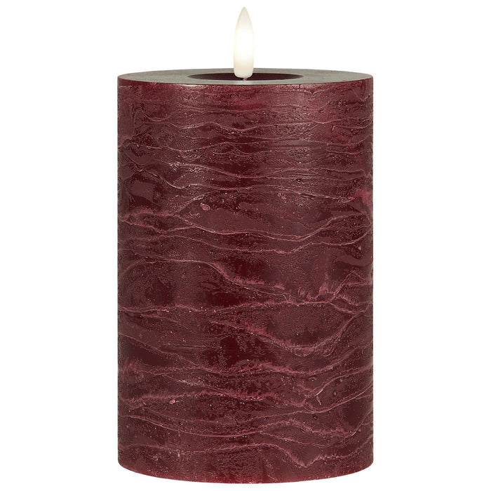KI-generiertes Bild,IB Laursen 3D LED Stumpenkerze 15cm Rot Nyhavn Echtwachs flackernde Blockkerze