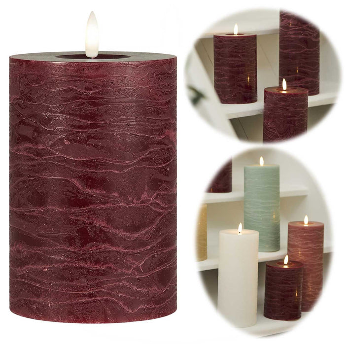 KI-generiertes Bild IB Laursen 3D LED Stumpenkerze 15cm Rot Nyhavn Echtwachs flackernde Blockkerze