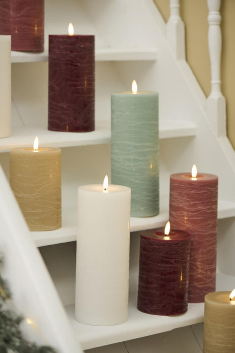 KI-generiertes Bild,IB Laursen 3D LED Stumpenkerze 15cm Beige Nyhavn Echtwachs flackernde Blockkerze