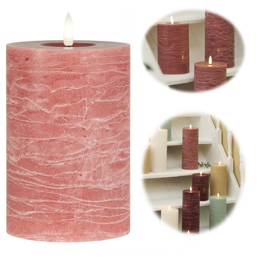 KI-generiertes Bild IB Laursen 3D LED Stumpenkerze 15cm Rosa Nyhavn Echtwachs flackernde Blockkerze