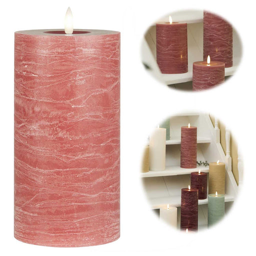 KI-generiertes Bild IB Laursen 3D LED Stumpenkerze 20cm Rosa Nyhavn Echtwachs flackernde Blockkerze