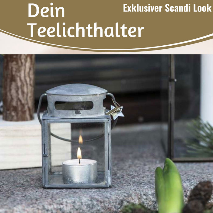 KI-generiertes Bild,IB Laursen Vintage Laterne Windlicht 10cm Metall Grau Teelicht Stumpenkerze