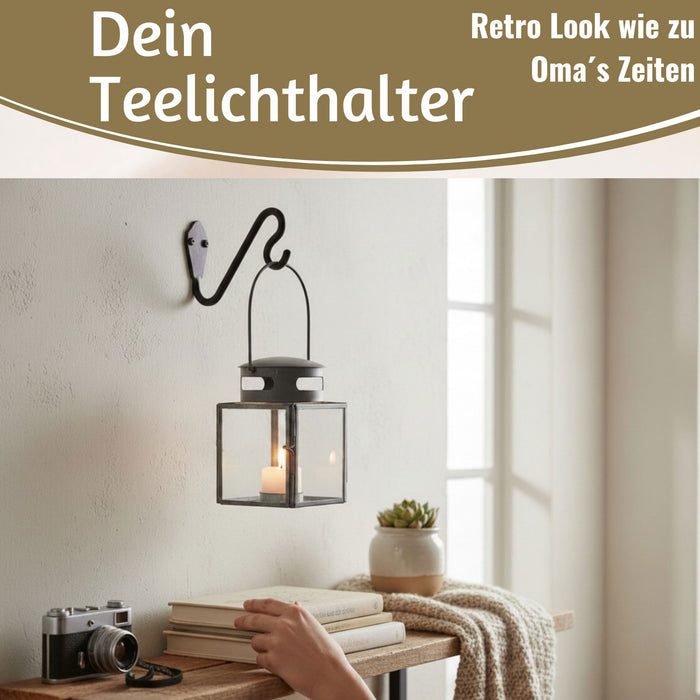 KI-generiertes Bild,IB Laursen Vintage Laterne Windlicht 10cm Metall Grau Teelicht Stumpenkerze