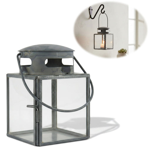 KI-generiertes Bild IB Laursen Vintage Laterne Windlicht 10cm Metall Grau Teelicht Stumpenkerze