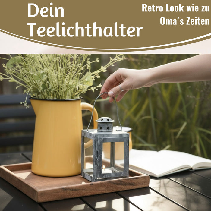 KI-generiertes Bild,IB Laursen Vintage Laterne Windlicht 15cm Metall Grau Teelicht Stumpenkerze