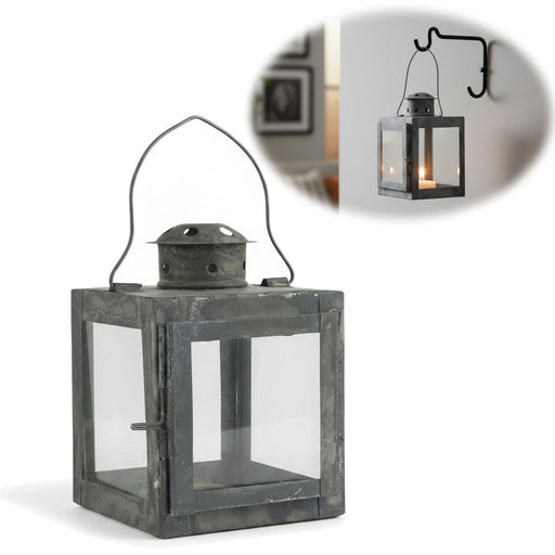KI-generiertes Bild IB Laursen Vintage Laterne Windlicht 15cm Metall Grau Teelicht Stumpenkerze