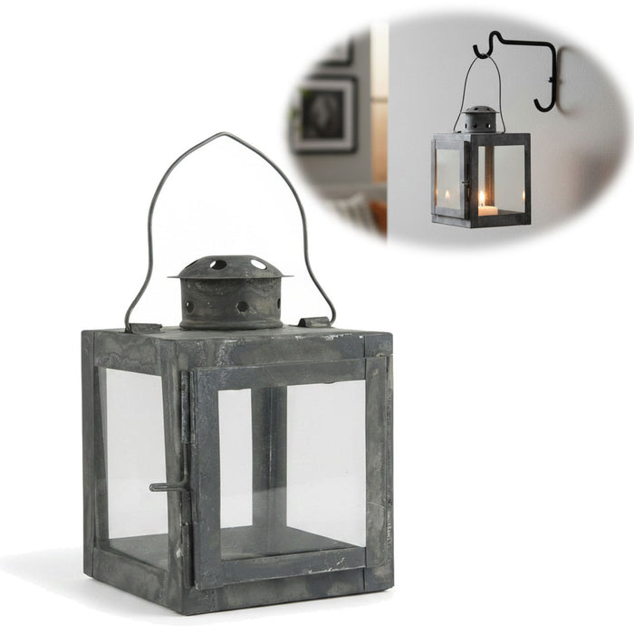 KI-generiertes Bild IB Laursen Vintage Laterne Windlicht 15cm Metall Grau Teelicht Stumpenkerze
