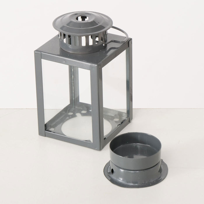 KI-generiertes Bild,Vintage Laterne Windlicht 3´er Set 10cm Metall Grau Teelicht Teelichthalter