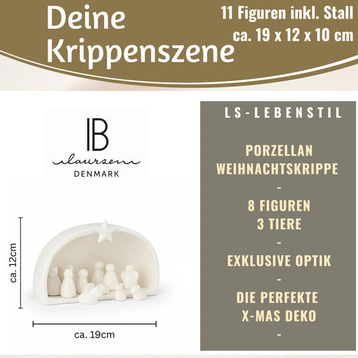 KI-generiertes Bild,Porzellan Weihnachtskrippe Krippenfiguren Set 11 Figuren Krippe Krippenset Xmas