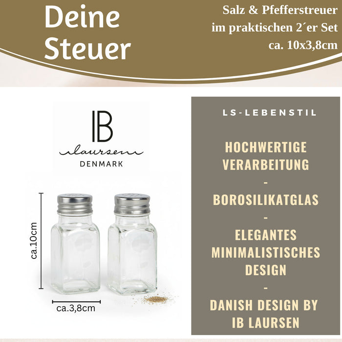 KI-generiertes Bild,2-fach Glas Salzstreuer Pfefferstreuer Set 10cm Silber / Transparent