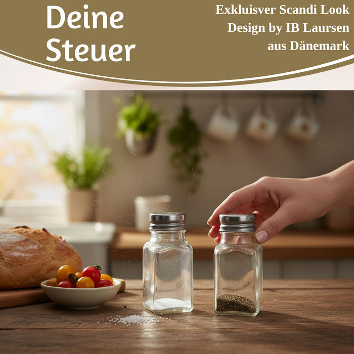 KI-generiertes Bild,2-fach Glas Salzstreuer Pfefferstreuer Set 10cm Silber / Transparent