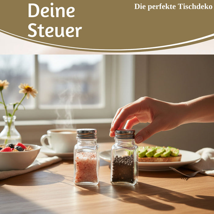 KI-generiertes Bild,2-fach Glas Salzstreuer Pfefferstreuer Set 10cm Silber / Transparent