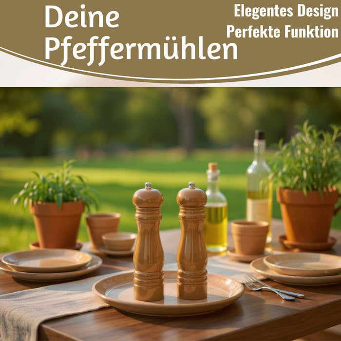 KI-generiertes Bild,iB Laursen Holz Salzmühle & Pfeffermühle Set Braun Hazelnut 21x5cm Keramikmahlwerk Gewürzmühle