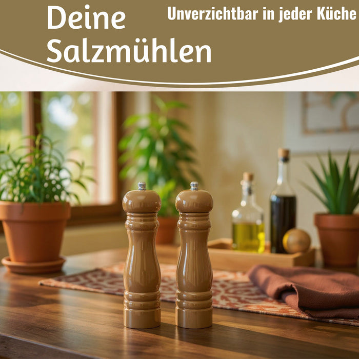 KI-generiertes Bild,iB Laursen Holz Salzmühle & Pfeffermühle Set Braun Hazelnut 21x5cm Keramikmahlwerk Gewürzmühle