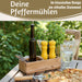 KI-generiertes Bild,Design Holz Salzmühle & Pfeffermühle Set Gelb 21x5cm Keramikmahlwerk Gewürzmühle