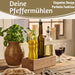 KI-generiertes Bild,Design Holz Salzmühle & Pfeffermühle Set Gelb 21x5cm Keramikmahlwerk Gewürzmühle