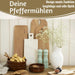 KI-generiertes Bild,Design Holz Salzmühle & Pfeffermühle Set Grün 21x5cm Keramikmahlwerk Gewürzmühle