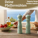 KI-generiertes Bild,Design Holz Salzmühle & Pfeffermühle Set Grün 21x5cm Keramikmahlwerk Gewürzmühle