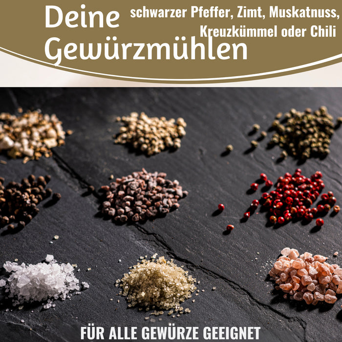 KI-generiertes Bild,Design Holz Salzmühle & Pfeffermühle Set Blau Mix 21cm Keramikmahlwerk Gewürzmühle