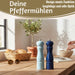 KI-generiertes Bild,Design Holz Salzmühle & Pfeffermühle Set Blau Mix 21cm Keramikmahlwerk Gewürzmühle