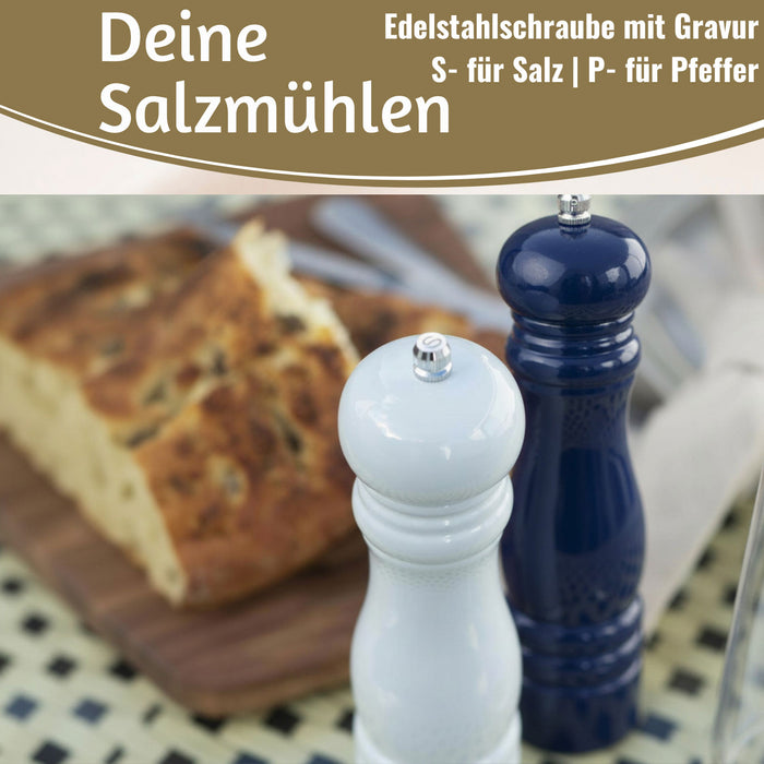 KI-generiertes Bild,Design Holz Salzmühle & Pfeffermühle Set Blau Mix 21cm Keramikmahlwerk Gewürzmühle