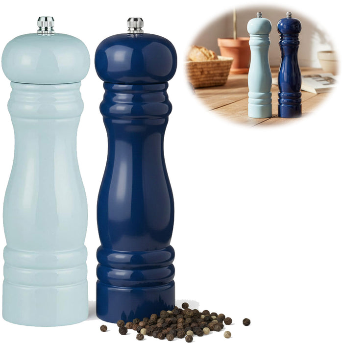 KI-generiertes Bild iB Laursen Holz Salzmühle & Pfeffermühle Set Blau Mix 21cm Keramikmahlwerk Gewürzmühle