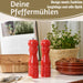 KI-generiertes Bild,Design Holz Salzmühle & Pfeffermühle Set Rot 21x5cm Keramikmahlwerk Gewürzmühle