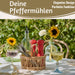 KI-generiertes Bild,Design Holz Salzmühle & Pfeffermühle Set Rot 21x5cm Keramikmahlwerk Gewürzmühle