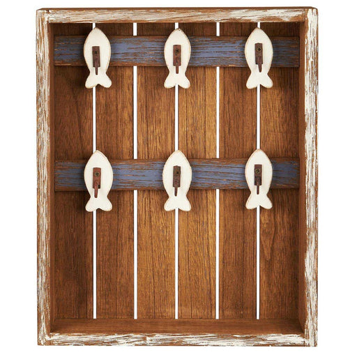 KI-generiertes Bild,IB Laursen Vintage Holz Schlüsselkasten Braun Weiß 30cm 6 Haken Schlüsselbrett