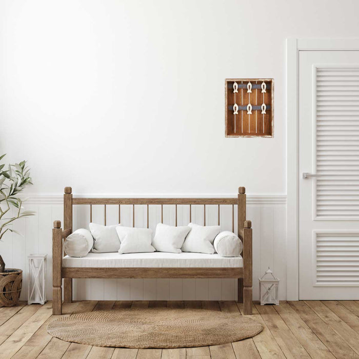 KI-generiertes Bild,IB Laursen Vintage Holz Schlüsselkasten Braun Weiß 30cm 6 Haken Schlüsselbrett