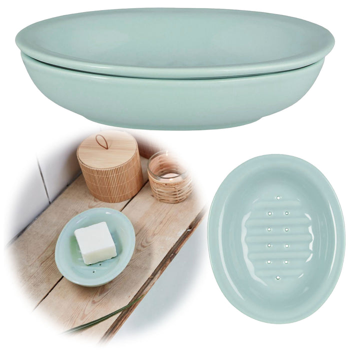 KI-generiertes Bild IB Laursen Keramik Seifenschale 2-tlg. Blau 15cm Altum Seifenablage mit Ablauf