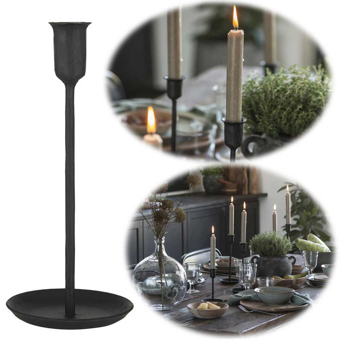 KI-generiertes Bild IB Laursen Vintage Kerzenständer Schwarz 24cm Eisen Kerzenhalter für Stabkerzen
