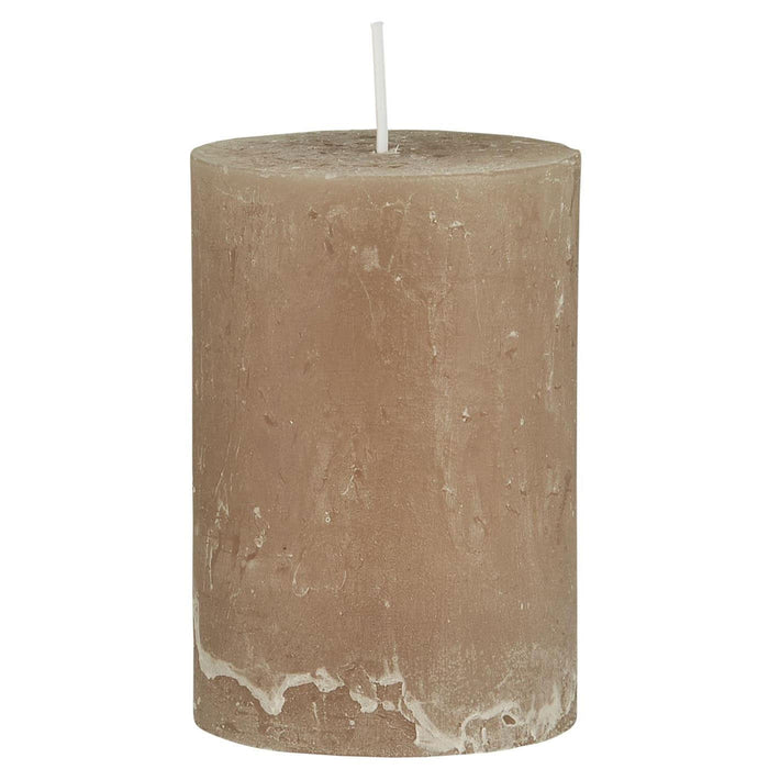 KI-generiertes Bild,Exklusive Stumpenkerze 10x6,8cm Ribe Rustik Beige Leinen - Made in EU - Wachskerze