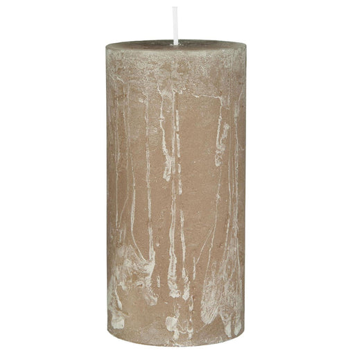 KI-generiertes Bild,Exklusive Stumpenkerze 14x6,8cm Ribe Rustik Beige Leinen - Made in EU - Wachskerze
