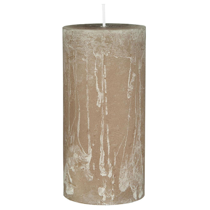 KI-generiertes Bild,Exklusive Stumpenkerze 14x6,8cm Ribe Rustik Beige Leinen - Made in EU - Wachskerze