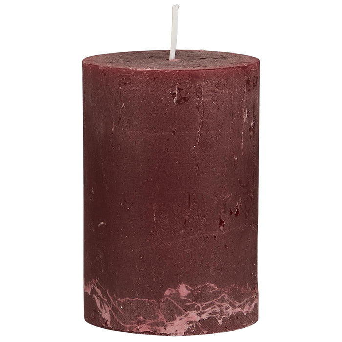 KI-generiertes Bild,Exklusive Stumpenkerze 10x6,8cm Ribe Rustik Rot Bordeaux - Made in EU - Wachskerze